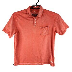 Mens Orange Tommy Bahama Polo Shirt Short Sleeve Size M
